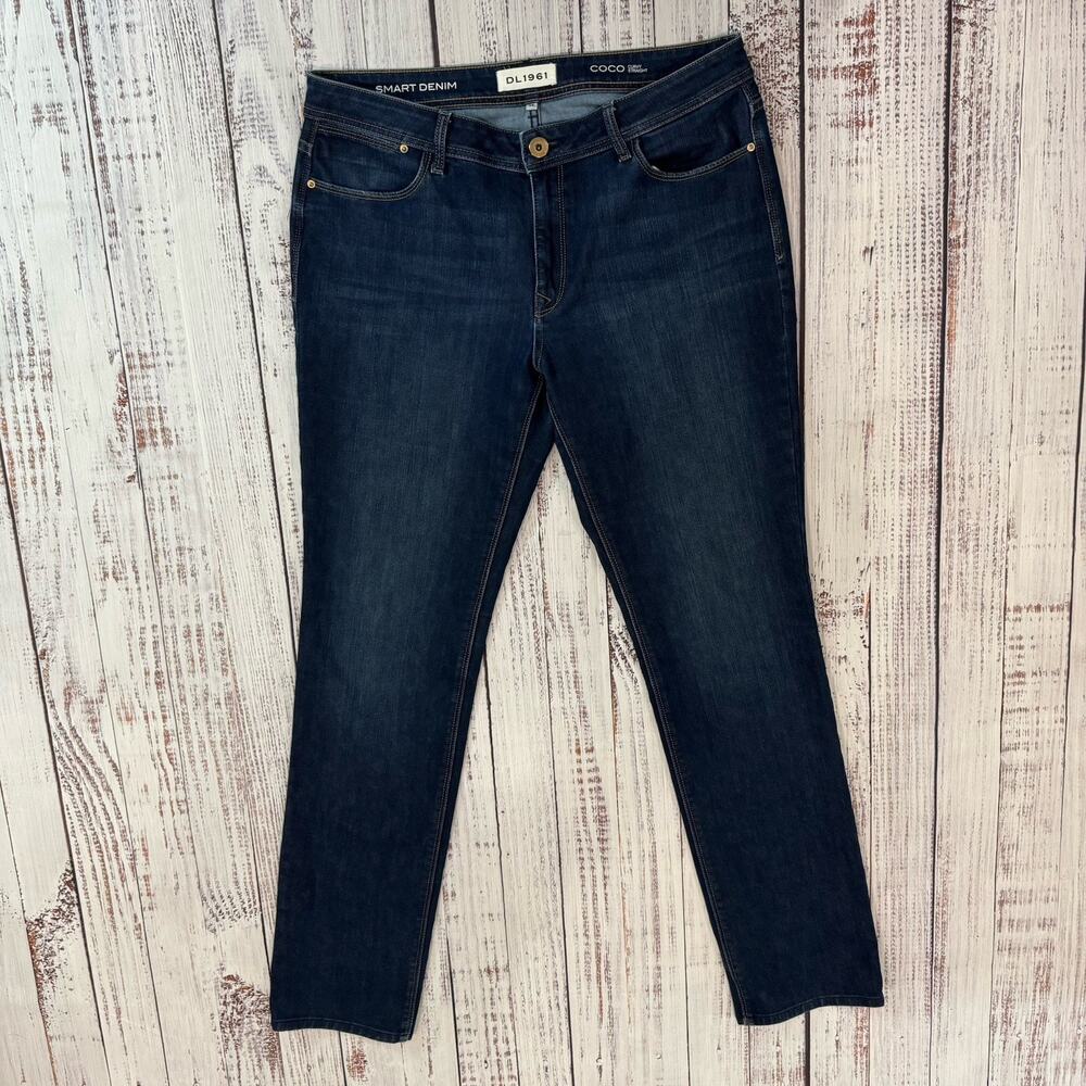 DL1961 Coco Curvy Straight Jeans W34 Dark Wash Mid Rise Stretch Y2K Staple